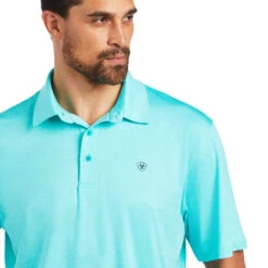 Ariat Men's Charger 2.0 Drift Turquoise Polo Shirt 10040593 -Western Edge Men Sales Store 10040593 01