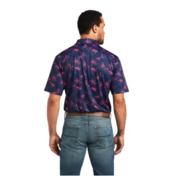 Ariat® Men's Navy Bamboo Print Polo Shirt 10040605 -Western Edge Men Sales Store 10040605C