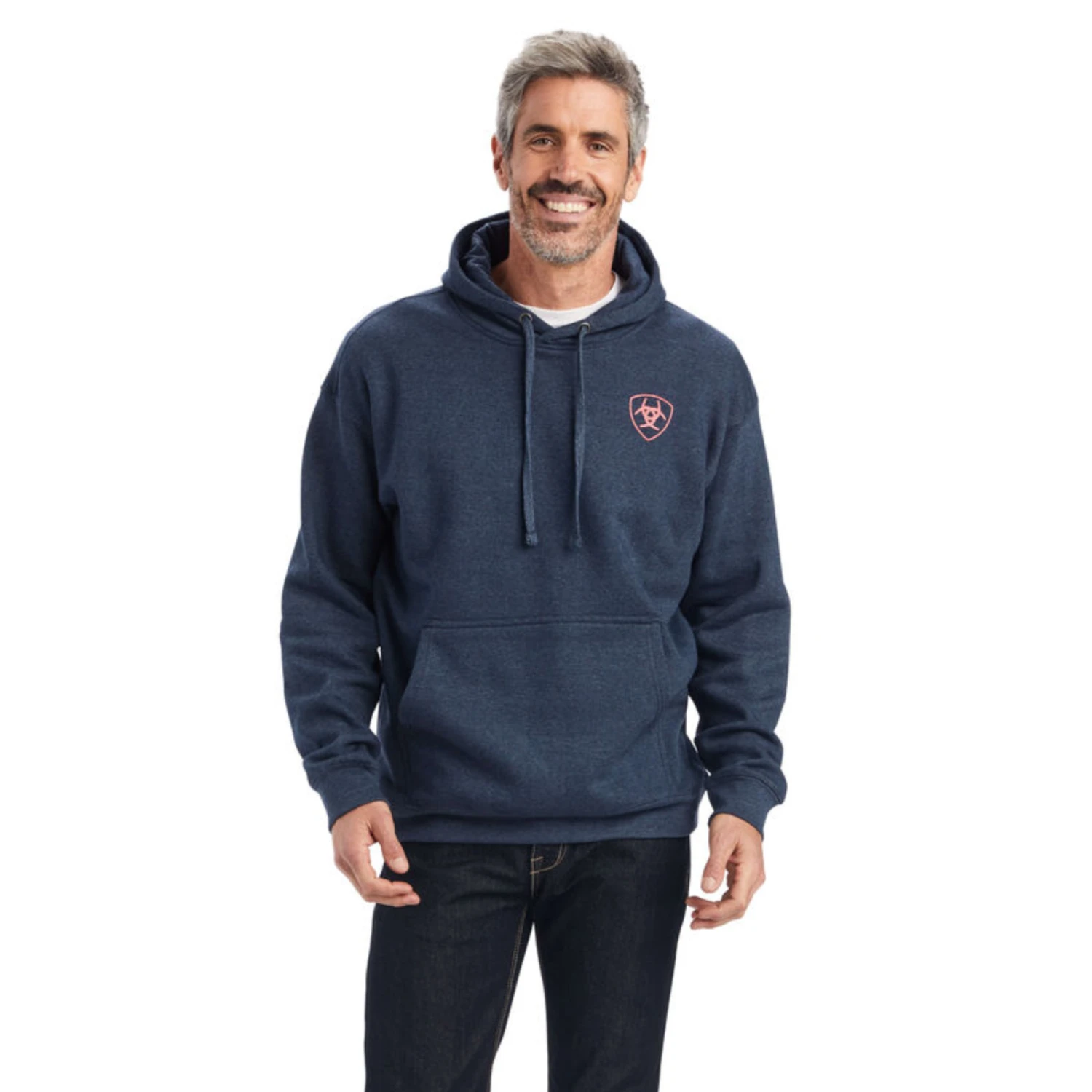 Ariat® Men's "US Of A" Navy Heather Blue Sweatshirt 10041715 2 Ariat® Men's "US Of A" Navy Heather Blue Sweatshirt 10041715 - Image 2