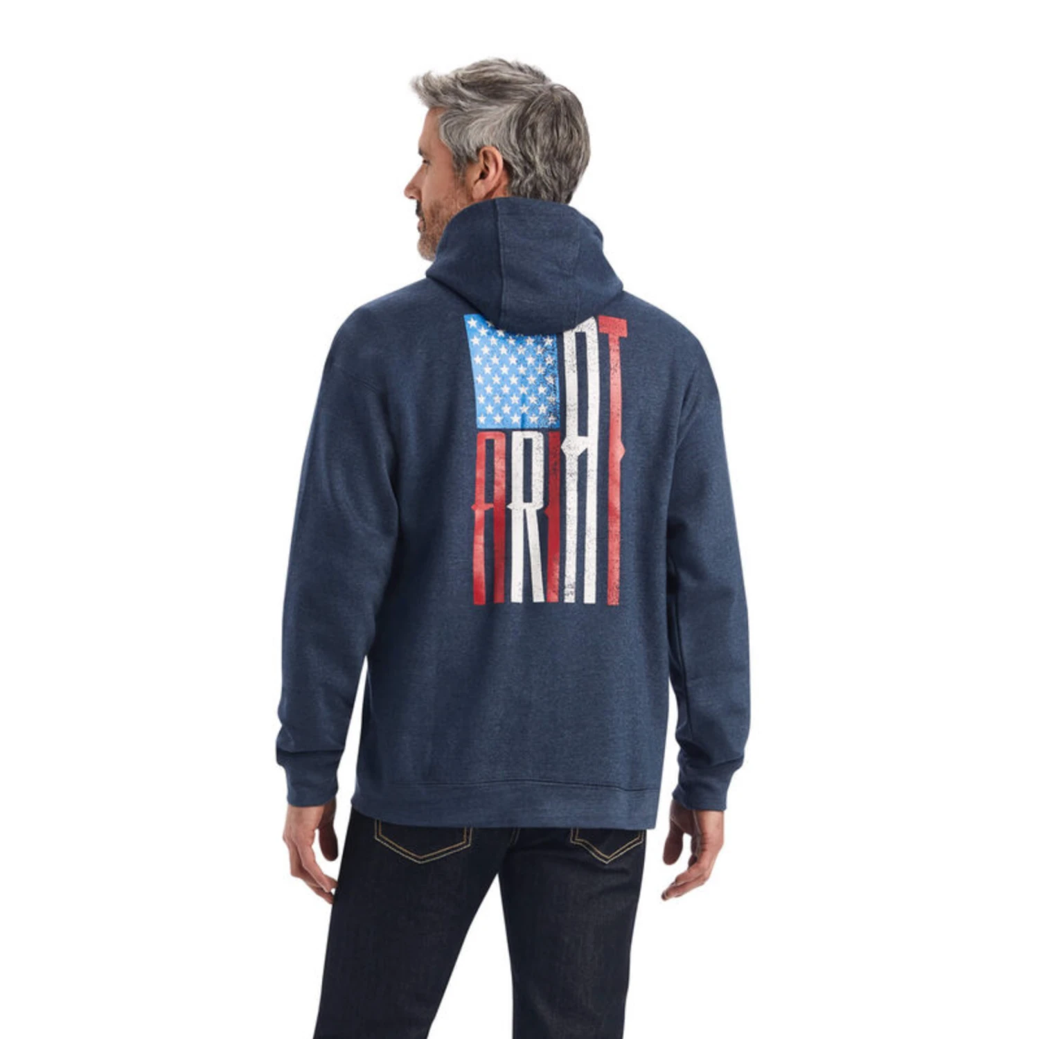 Ariat® Men's "US Of A" Navy Heather Blue Sweatshirt 10041715 1 Ariat® Men's "US Of A" Navy Heather Blue Sweatshirt 10041715