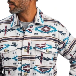 Ariat® Men's Caldwell Printed Dark Oatmeal Shirt Jacket 10041733 -Western Edge Men Sales Store 10041733b
