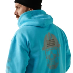 Ariat® Men's Rebar Roughneck Heather Blue Pullover Hoodie 10043362 -Western Edge Men Sales Store 10043362e