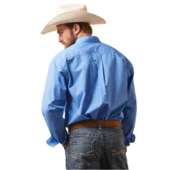 Ariat® Men's Classic Fit Leroy Chambray Blue Button Down Shirt 10043792 -Western Edge Men Sales Store 10043792b
