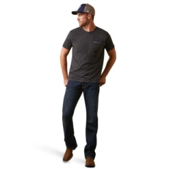 Ariat® Men's Logoscape Charcoal Heather Graphic T-Shirt 10044775 -Western Edge Men Sales Store 10044775e