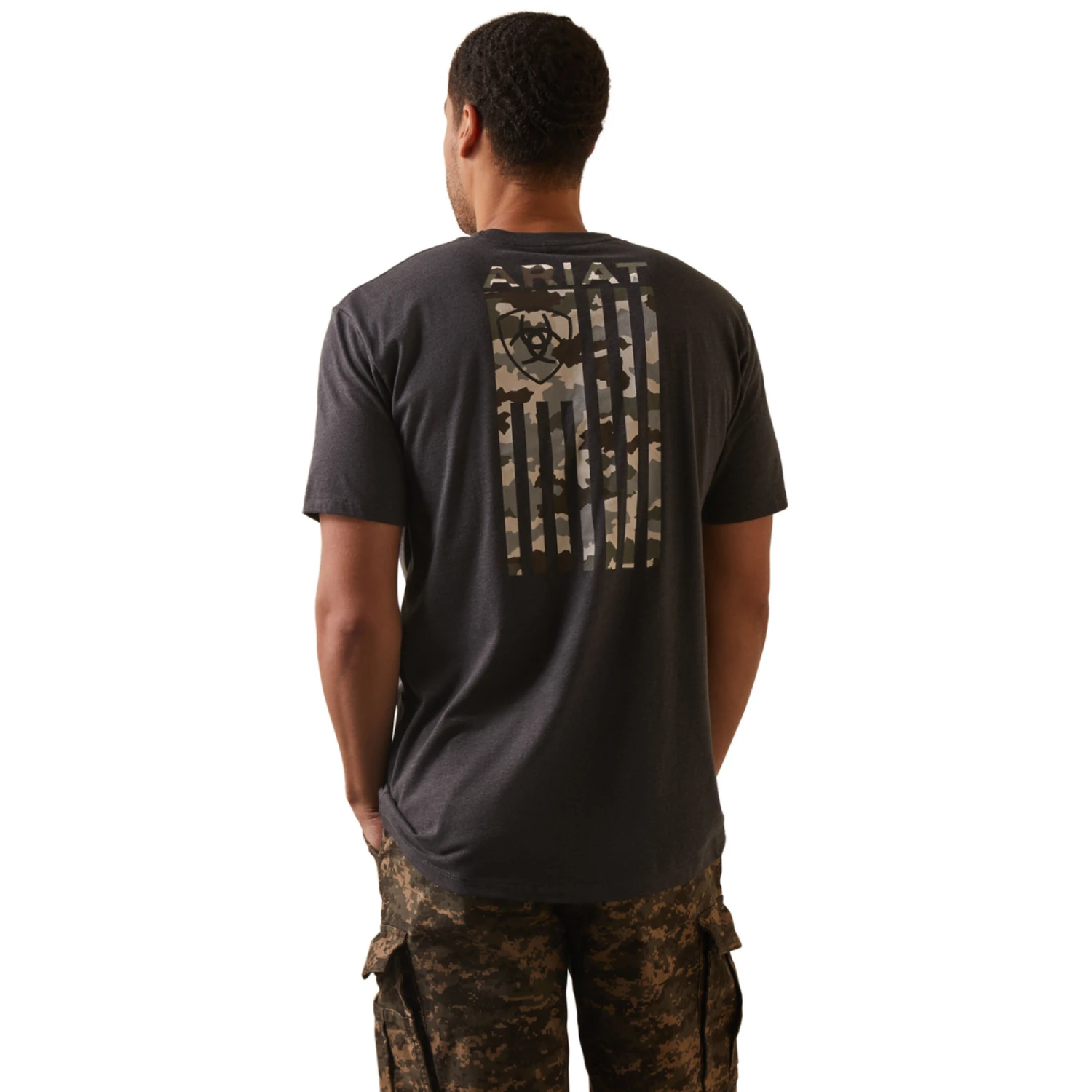 Ariat® Men's Tonal Camo Flag Charcoal Heather T-Shirt 10044779 1 Ariat® Men's Tonal Camo Flag Charcoal Heather T-Shirt 10044779