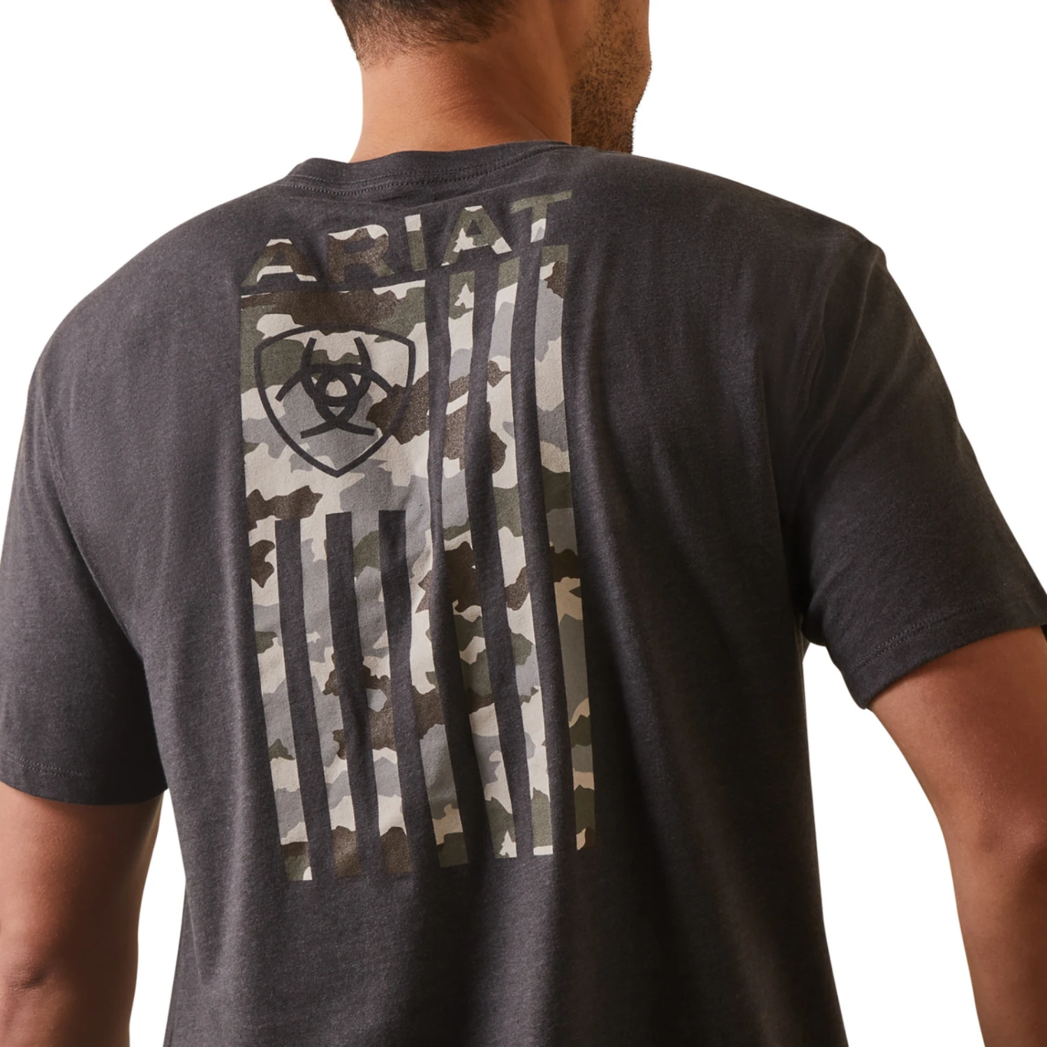 Ariat® Men's Tonal Camo Flag Charcoal Heather T-Shirt 10044779 3 Ariat® Men's Tonal Camo Flag Charcoal Heather T-Shirt 10044779 - Image 3
