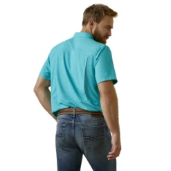 Ariat® Men's VentTEK™ Outbound Fitted Aqua Blue Button Down Shirt 10045036 -Western Edge Men Sales Store 10045036a