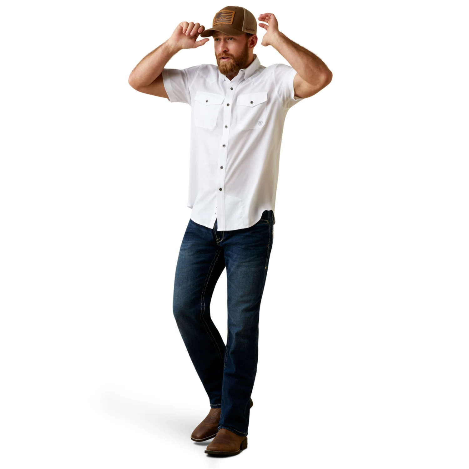 Ariat® Men's VentTEK™ Western Fitted White Button Down Shirt 10045037 6 Ariat® Men's VentTEK™ Western Fitted White Button Down Shirt 10045037 - Image 6