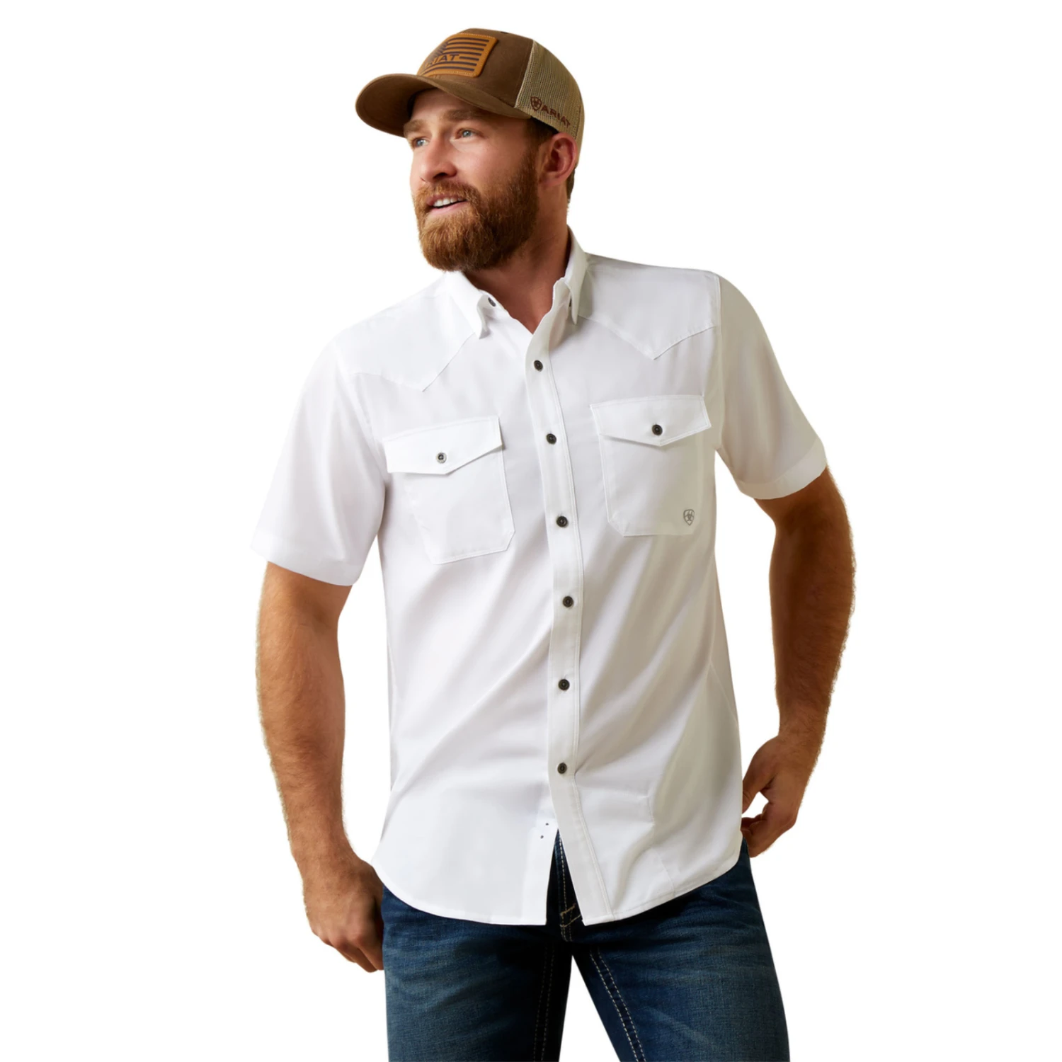 Ariat® Men's VentTEK™ Western Fitted White Button Down Shirt 10045037 1 Ariat® Men's VentTEK™ Western Fitted White Button Down Shirt 10045037