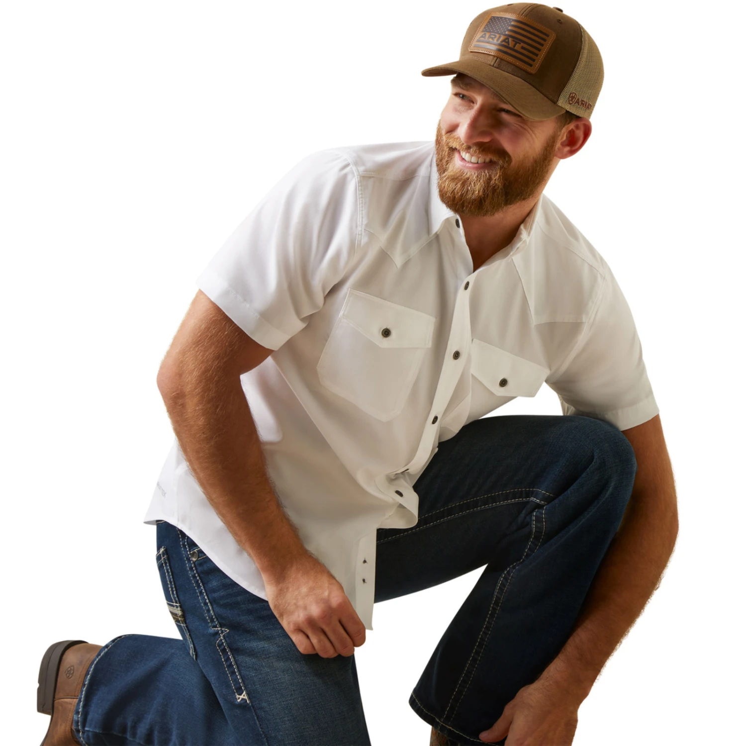 Ariat® Men's VentTEK™ Western Fitted White Button Down Shirt 10045037 2 Ariat® Men's VentTEK™ Western Fitted White Button Down Shirt 10045037 - Image 2