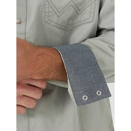 Wrangler® Retro Premium Modern Fit Grey Western Snap Shirt 112314971 4 Wrangler® Retro Premium Modern Fit Grey Western Snap Shirt 112314971 - Image 4