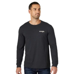 Wrangler® Men's Long Sleeve Caviar Heather Graphic Shirt 112319282 -Western Edge Men Sales Store 112319282c