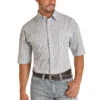 Panhandle Men's Short Sleeve Sky Blue Check Snap Shirt 37S9342-48