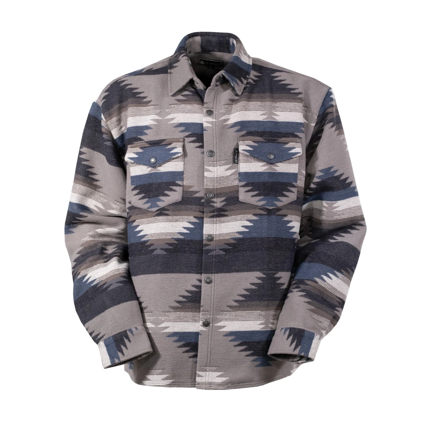 Outback Trading Company Men's Elliot Aztec Grey Shirt Jacket 42726-GRY 1 Outback Trading Company Men's Elliot Aztec Grey Shirt Jacket 42726-GRY