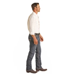 Rock & Roll Denim® Men's Double V Dark Straight Leg Jeans RRMD1RRZSD -Western Edge Men Sales Store 56sd4fsd5f4