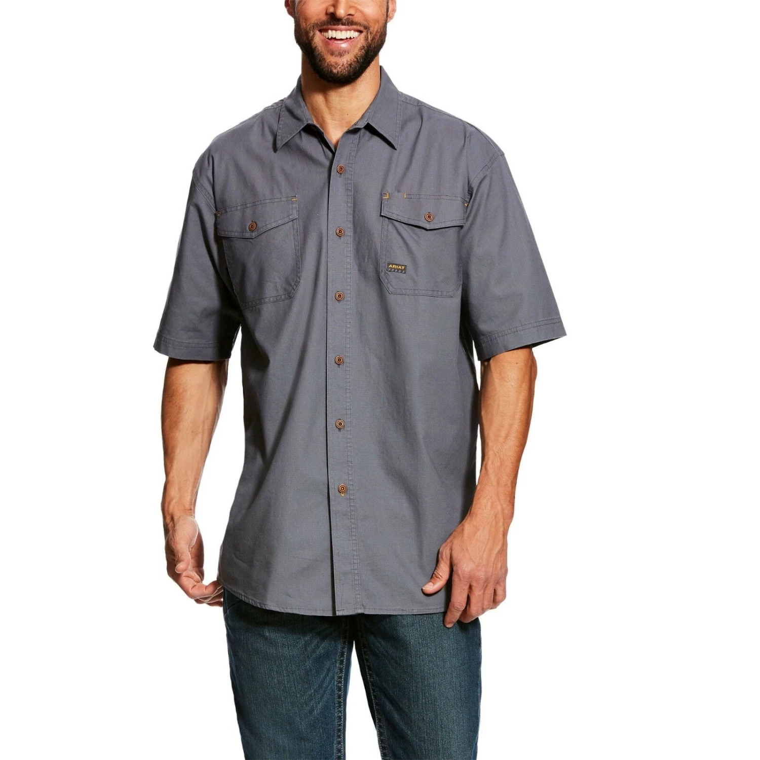 Ariat® Men's Rebar Made Tough Steel Short Sleeve Work Shirt 10025392 1 Ariat® Men's Rebar Made Tough Steel Short Sleeve Work Shirt 10025392