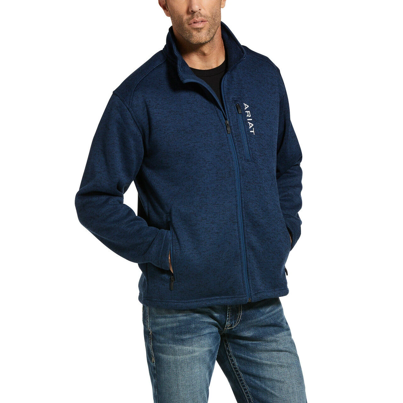 Ariat® Men's Indigo Heather Caldwell Full Zip Sweater Jacket 10032950 1 Ariat® Men's Indigo Heather Caldwell Full Zip Sweater Jacket 10032950