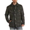 Powder River Men's Charcoal Plaid Wool Commander Jacket 92-1007-02