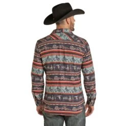 Rock & Roll Cowboy Men's Aztec Western Jacquard Shirt Jacket 92-1113 4 Rock & Roll Cowboy Men's Aztec Western Jacquard Shirt Jacket 92-1113 -Western Edge Men Sales Store 92 1113 A
