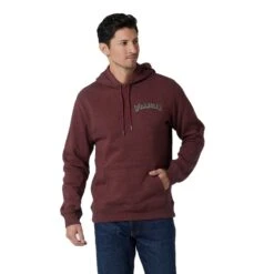 Wrangler® Men's MH Burgundy Heather Pullover Hoodie 112319257 -Western Edge Men Sales Store 9257 front