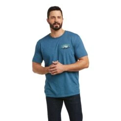 Ariat® Men's Rising Sun T-Shirt Steel Blue Heather 10037018