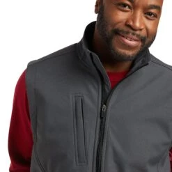 Ariat® Men's Rebar Stretch Canvas Grey Softshell Vest 10037634 -Western Edge Men Sales Store F21 MNS WORK 10037634 detail02