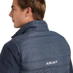 Ariat® Men's Ideal Down Charcoal Heather Vest 10041372 -Western Edge Men Sales Store F22 MNS ENGL 10041372 detail02