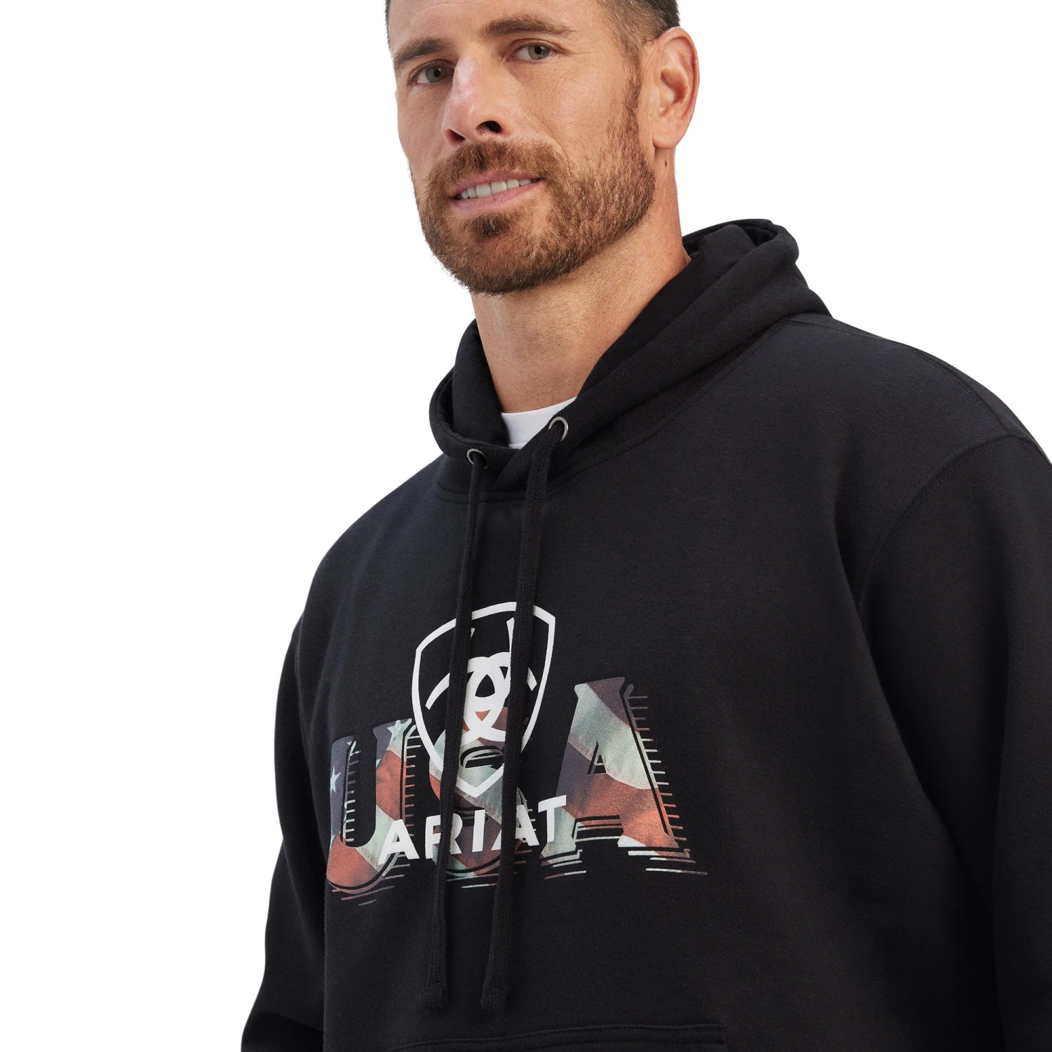 Ariat® Men's USA Proud Black Graphic Hooded Sweatshirt 10041720 4 Ariat® Men's USA Proud Black Graphic Hooded Sweatshirt 10041720 - Image 4
