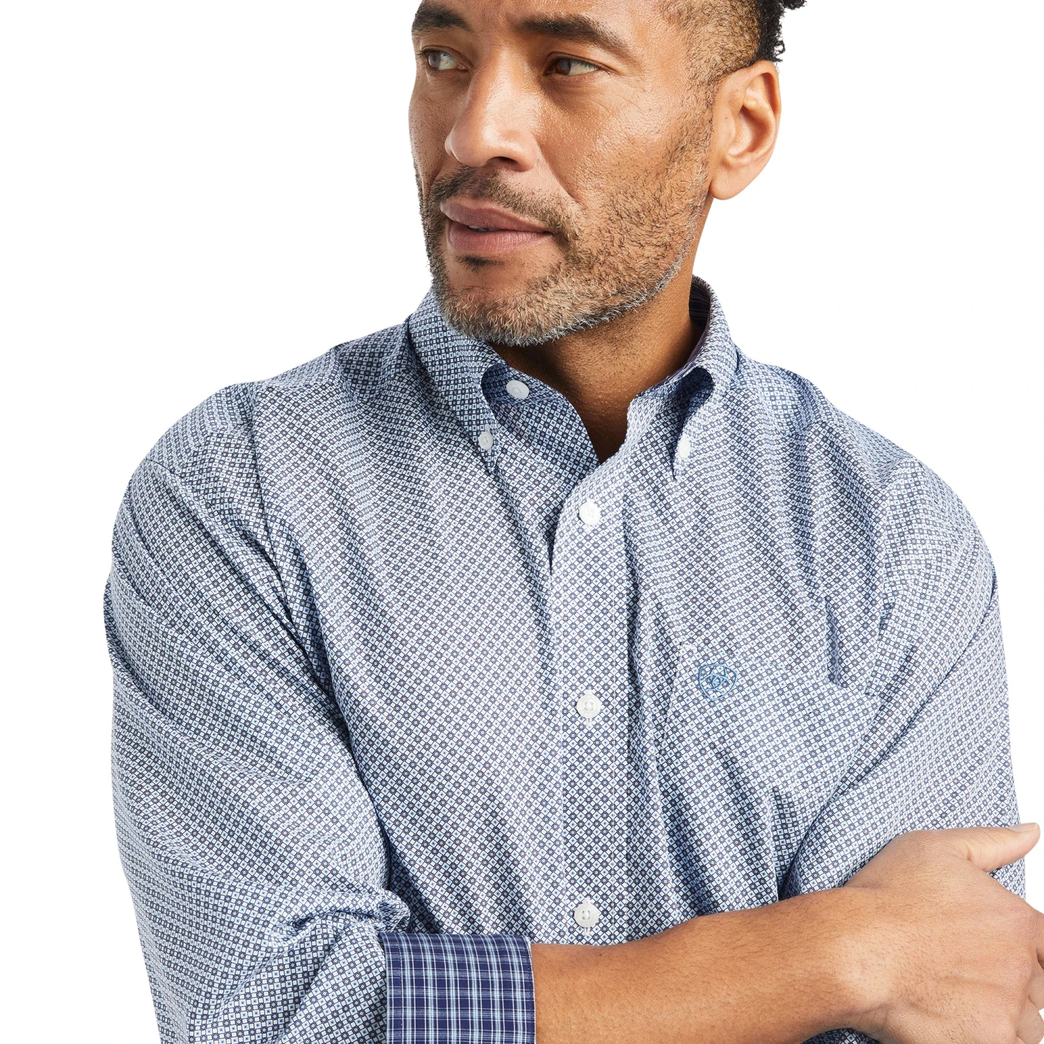 Ariat® Men's Wrinkle Free Isaac Fitted White Button Up Shirt 10042319 4 Ariat® Men's Wrinkle Free Isaac Fitted White Button Up Shirt 10042319 - Image 4