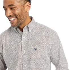 Ariat® Men's Gilean Geometric Print White Button Down Shirt 10042370 7 Ariat® Men's Gilean Geometric Print White Button Down Shirt 10042370 -Western Edge Men Sales Store F22 MNS WEST 10042370 detail01