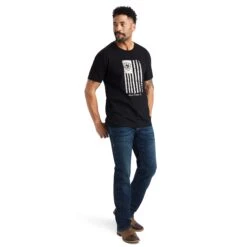 Ariat® Men's American Flag Faded Black T-Shirt 10042654 -Western Edge Men Sales Store F22 MNS WEST 10042654 full