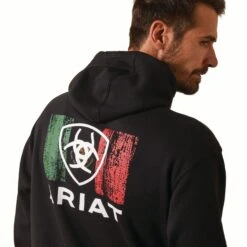 Ariat® Men's Shield Logo Mexico Black Hoodie 10042745 -Western Edge Men Sales Store F22 MNS WEST 10042745 detail01
