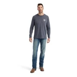 Ariat® Men's Land Of The Free Titanium Heather T-Shirt 10042778 -Western Edge Men Sales Store F22 MNS WEST 10042778 full