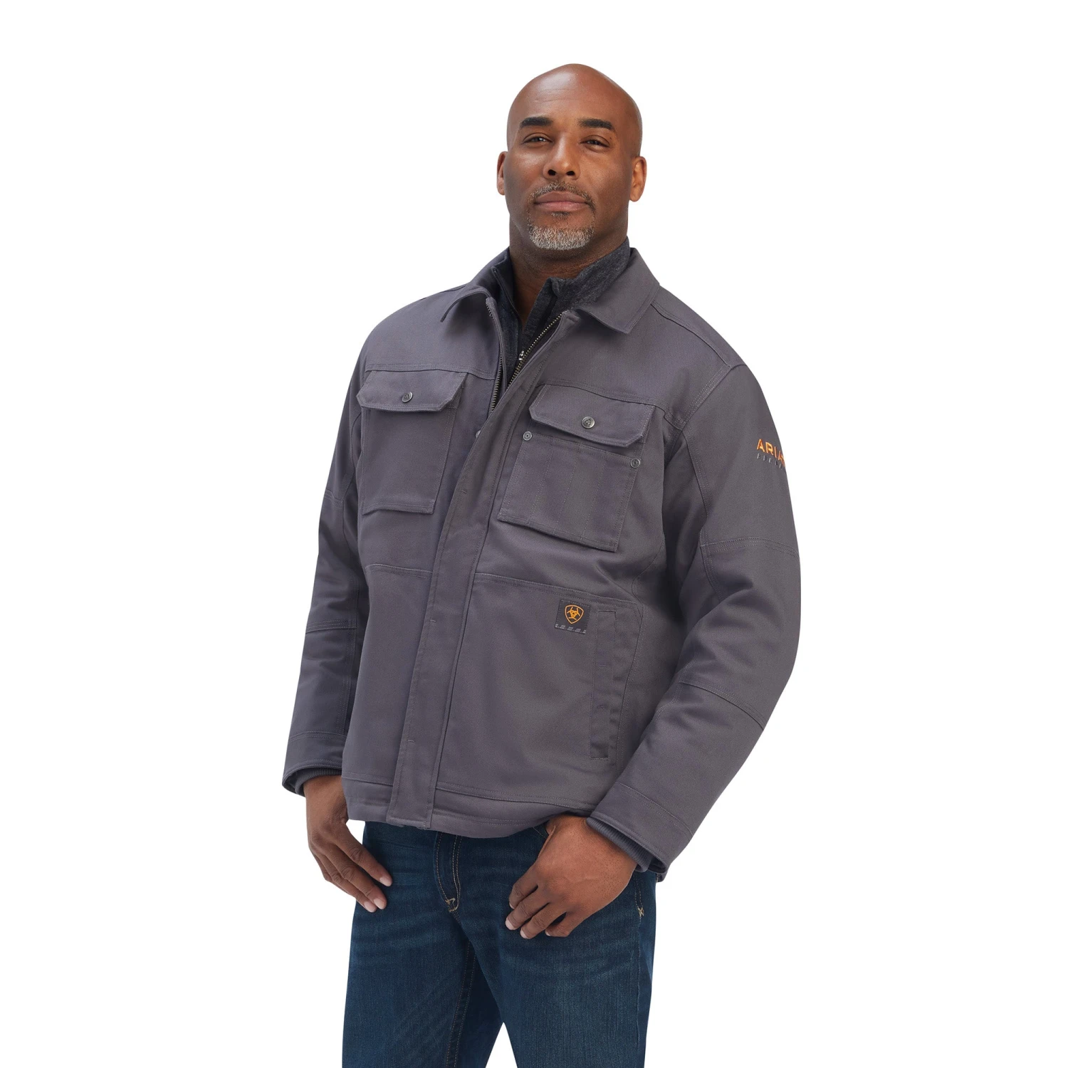 Ariat Men's Rebar DuraCanvas Sherpa Lined Grey Jacket 10041505 1 Ariat Men's Rebar DuraCanvas Sherpa Lined Grey Jacket 10041505