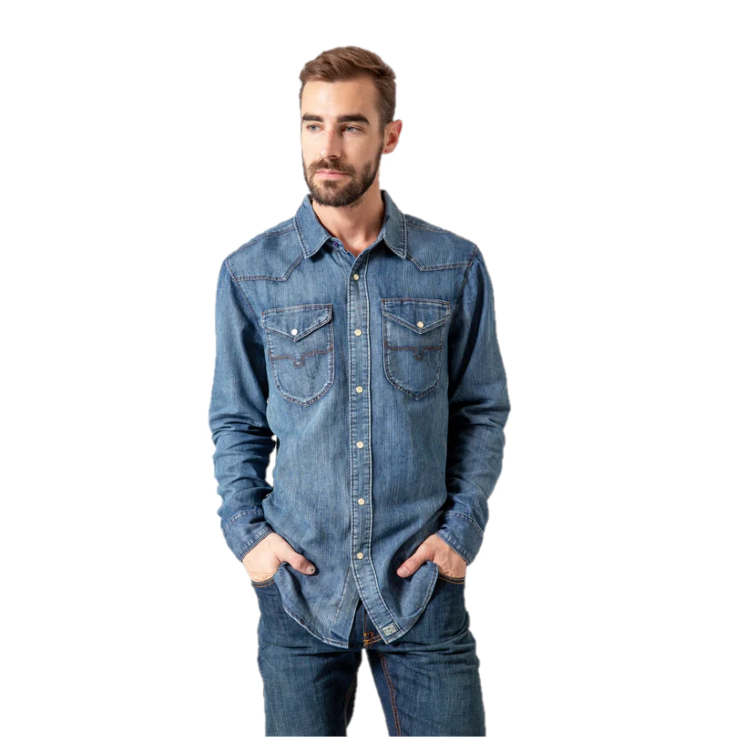 Kimes Ranch® Men's Grimes Dark Indigo Button Down Shirt KR-GRIMES-DI 2 Kimes Ranch® Men's Grimes Dark Indigo Button Down Shirt KR-GRIMES-DI - Image 2
