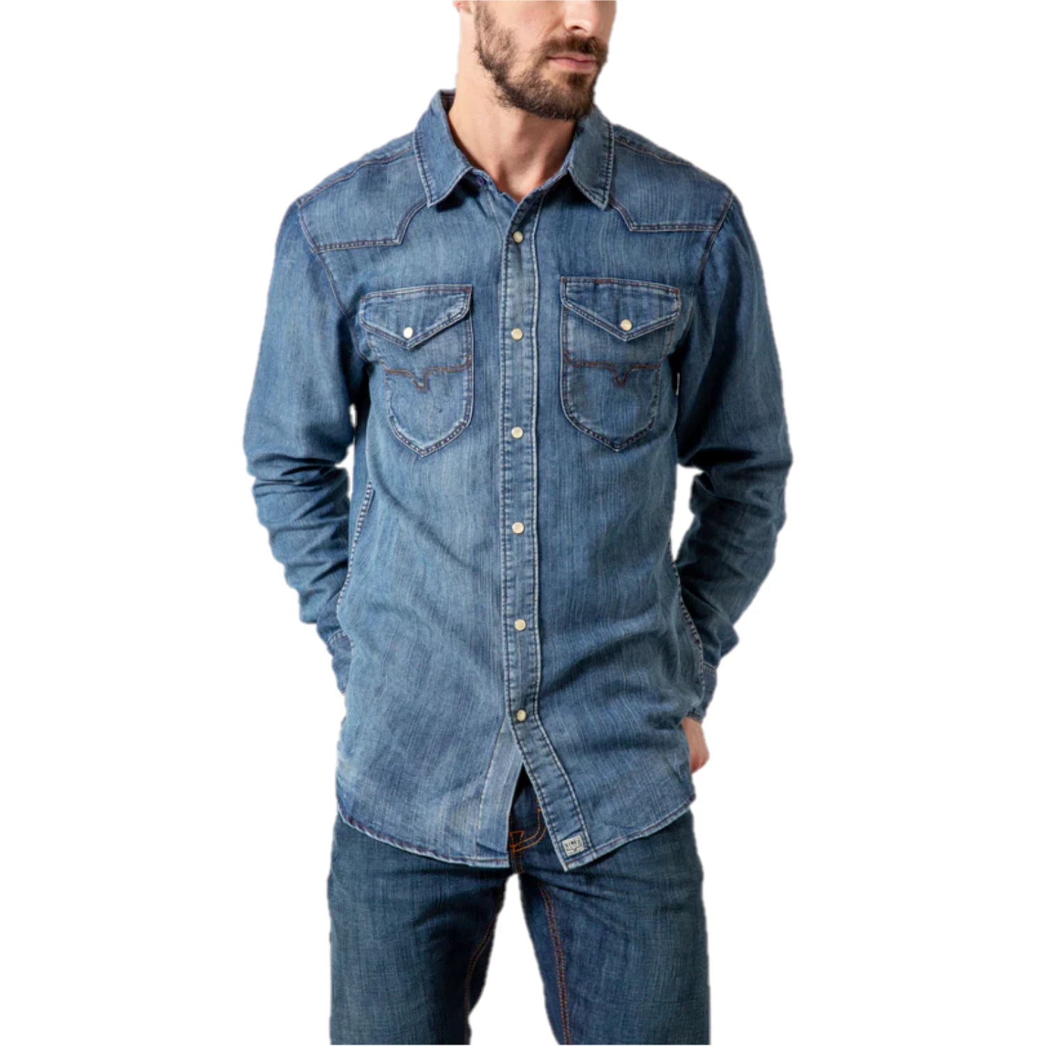 Kimes Ranch® Men's Grimes Dark Indigo Button Down Shirt KR-GRIMES-DI 1 Kimes Ranch® Men's Grimes Dark Indigo Button Down Shirt KR-GRIMES-DI