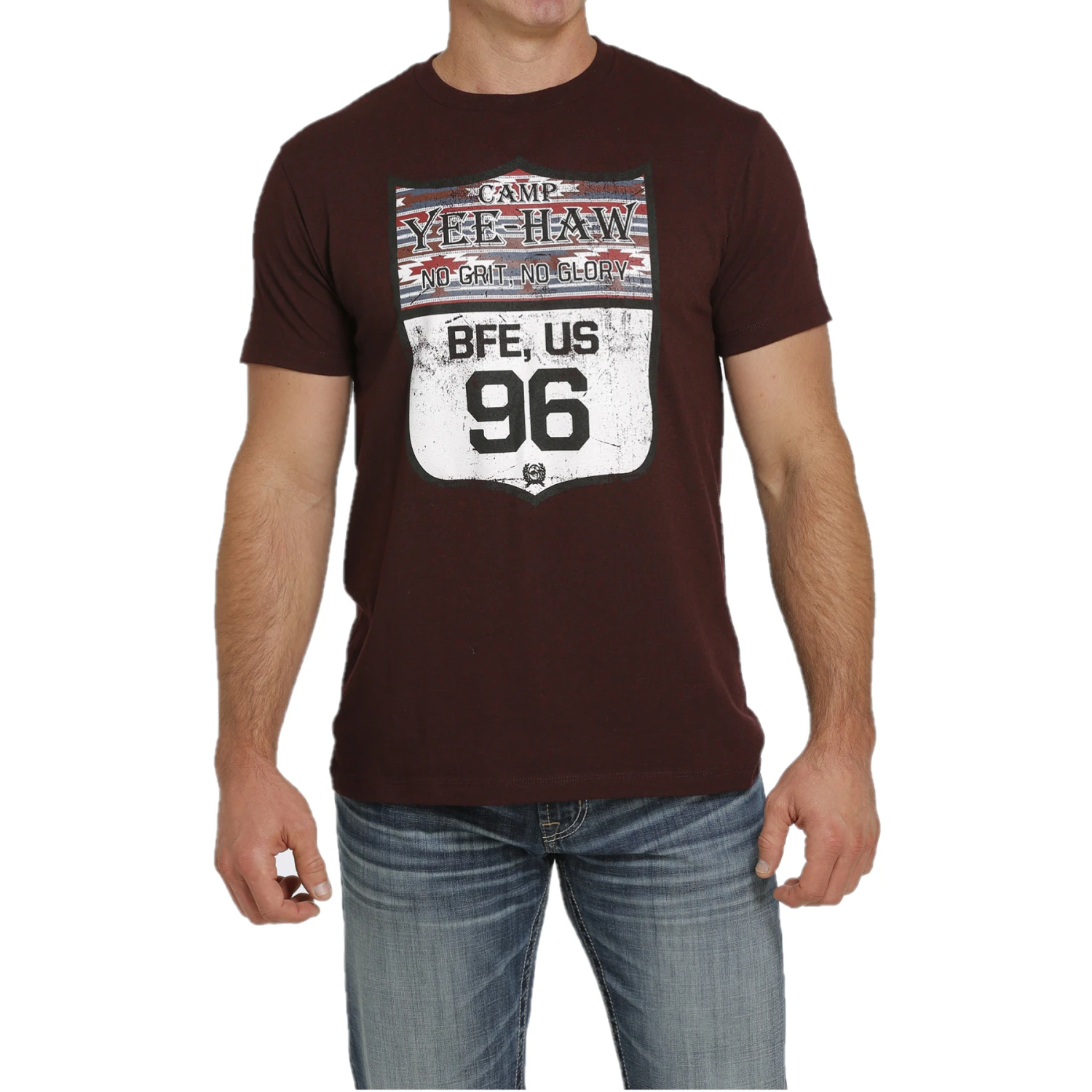 Cinch® Men's Burgundy "Camp Yee Haw" Graphic T-Shirt MTT1690542 1 Cinch® Men's Burgundy "Camp Yee Haw" Graphic T-Shirt MTT1690542