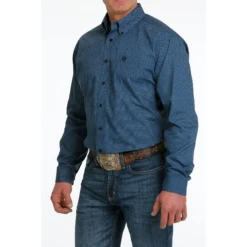 Cinch® Men's Diamond Printed Blue Button Down Shirt MTW1105510 -Western Edge Men Sales Store MTW1105510 2