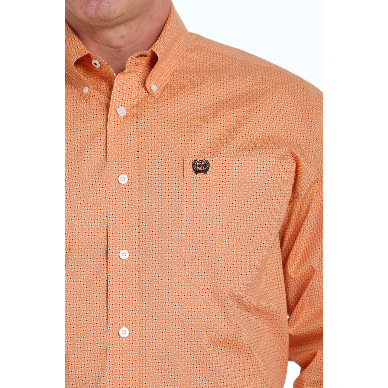 Cinch® Men's Orange Geometric Print Button Down Shirt MTW1105522 3 Cinch® Men's Orange Geometric Print Button Down Shirt MTW1105522 - Image 3