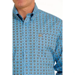 Cinch® Men's Geometric Blue Button Down Shirt MTW1105539 -Western Edge Men Sales Store MTW1105539 2