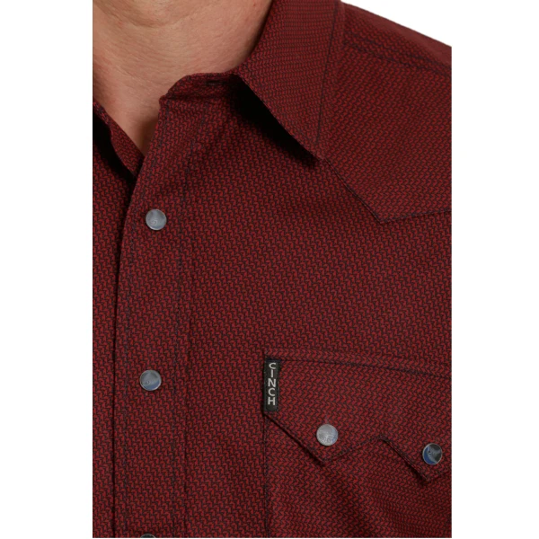 Cinch® Men's Western Plain Red Weave Button Up Shirt MTW1301055 2 Cinch® Men's Western Plain Red Weave Button Up Shirt MTW1301055 - Image 2