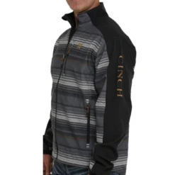 Cinch® Men's Black Striped Bonded Softshell Jacket MWJ1063004 6 Cinch® Men's Black Striped Bonded Softshell Jacket MWJ1063004 -Western Edge Men Sales Store MWJ1063004 2 1