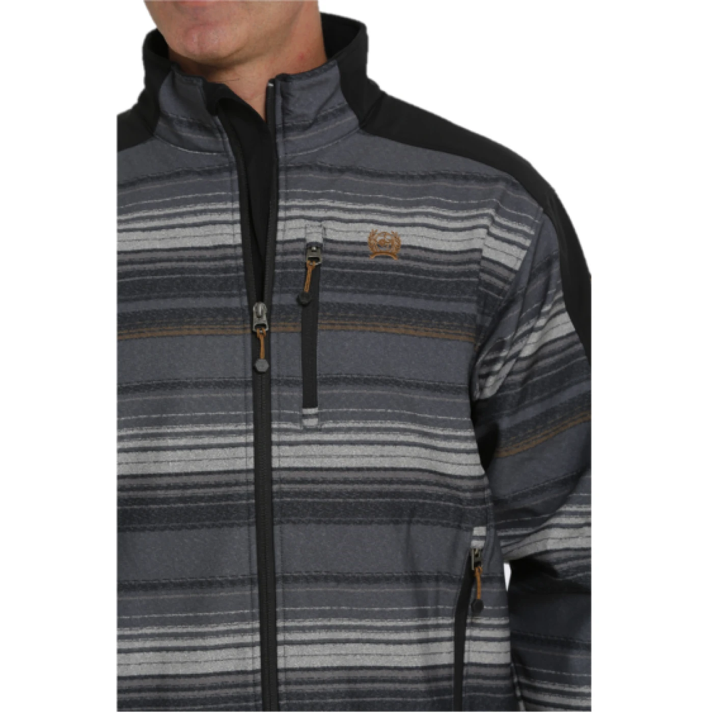 Cinch® Men's Black Striped Bonded Softshell Jacket MWJ1063004 4 Cinch® Men's Black Striped Bonded Softshell Jacket MWJ1063004 - Image 4
