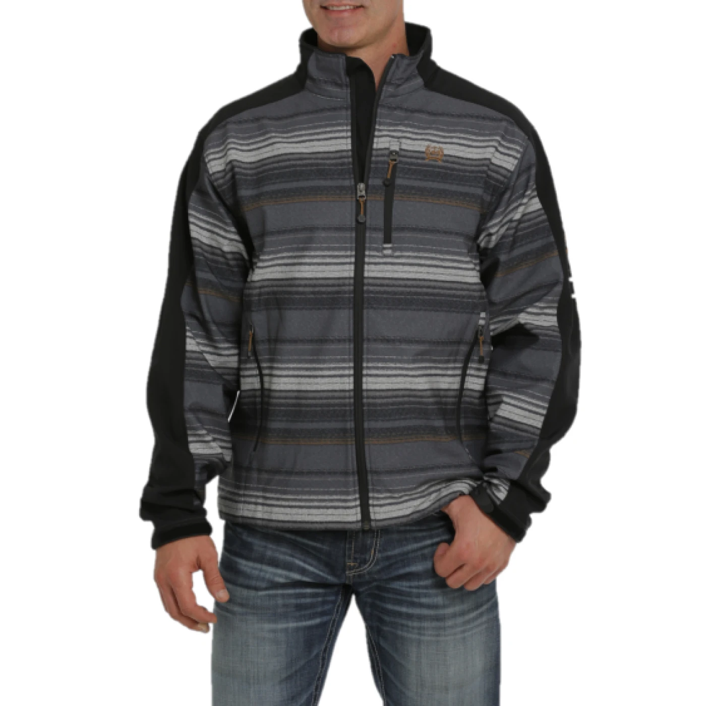 Cinch® Men's Black Striped Bonded Softshell Jacket MWJ1063004 1 Cinch® Men's Black Striped Bonded Softshell Jacket MWJ1063004