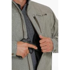 Cinch Men's Concealed Carry Textured Stone Grey Jacket MWJ1539002 7 Cinch Men's Concealed Carry Textured Stone Grey Jacket MWJ1539002 -Western Edge Men Sales Store MWJ1539002 4