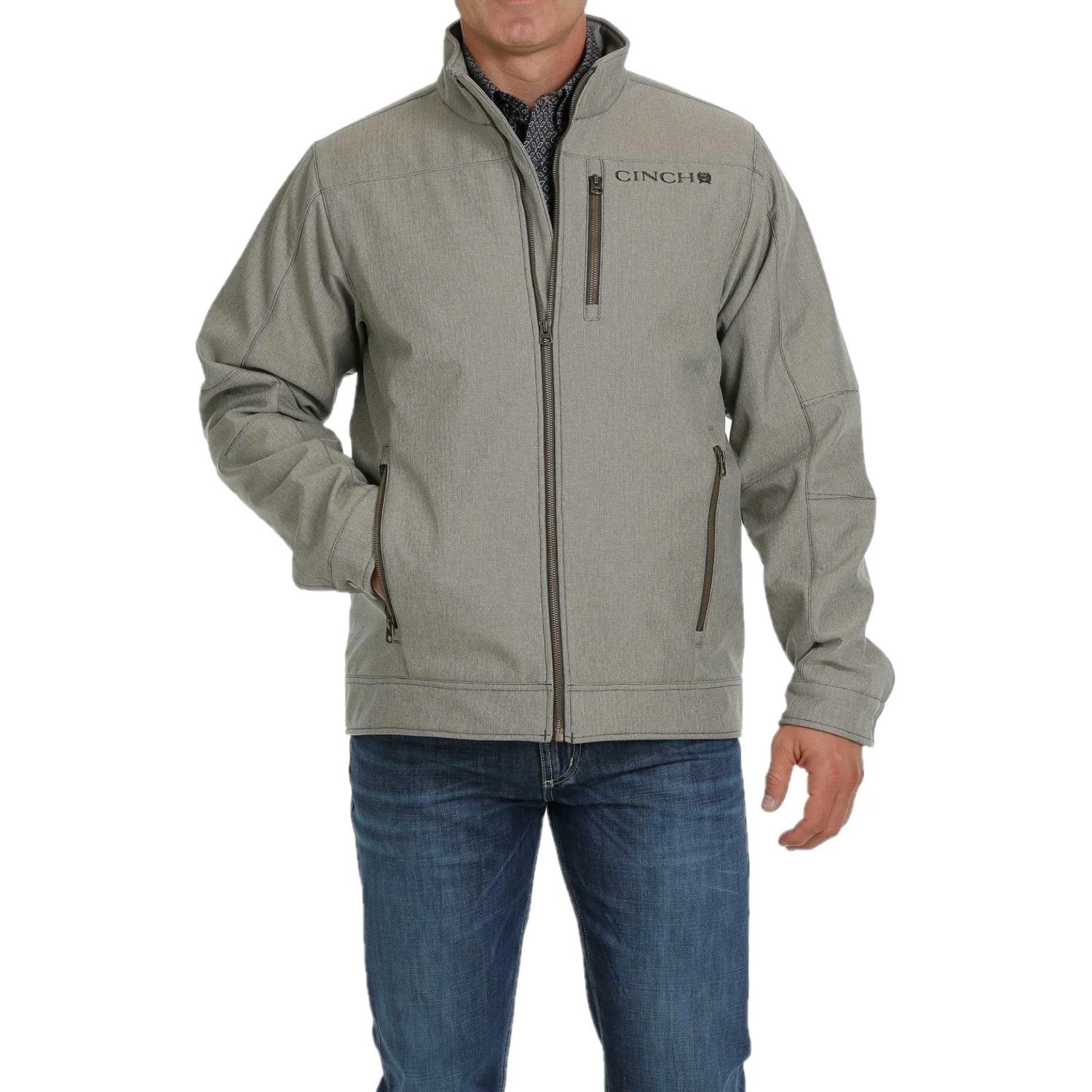 Cinch Men's Concealed Carry Textured Stone Grey Jacket MWJ1539002 1 Cinch Men's Concealed Carry Textured Stone Grey Jacket MWJ1539002
