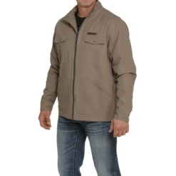 Cinch® Men's Stone Tan Lined Canvas Coat MWJ1573001 6 Cinch® Men's Stone Tan Lined Canvas Coat MWJ1573001 -Western Edge Men Sales Store MWJ1573001b
