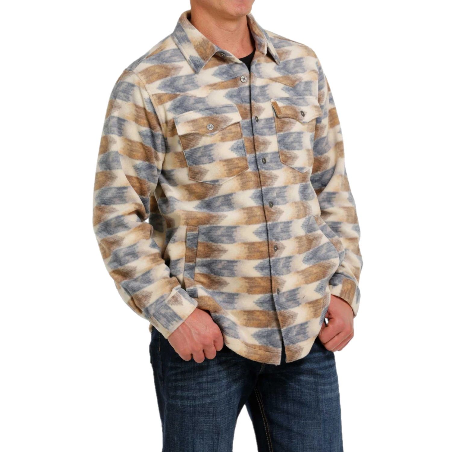 Cinch® Men's Aztec Print Cream Fleece Shirt Jacket MWJ1580002 1 Cinch® Men's Aztec Print Cream Fleece Shirt Jacket MWJ1580002