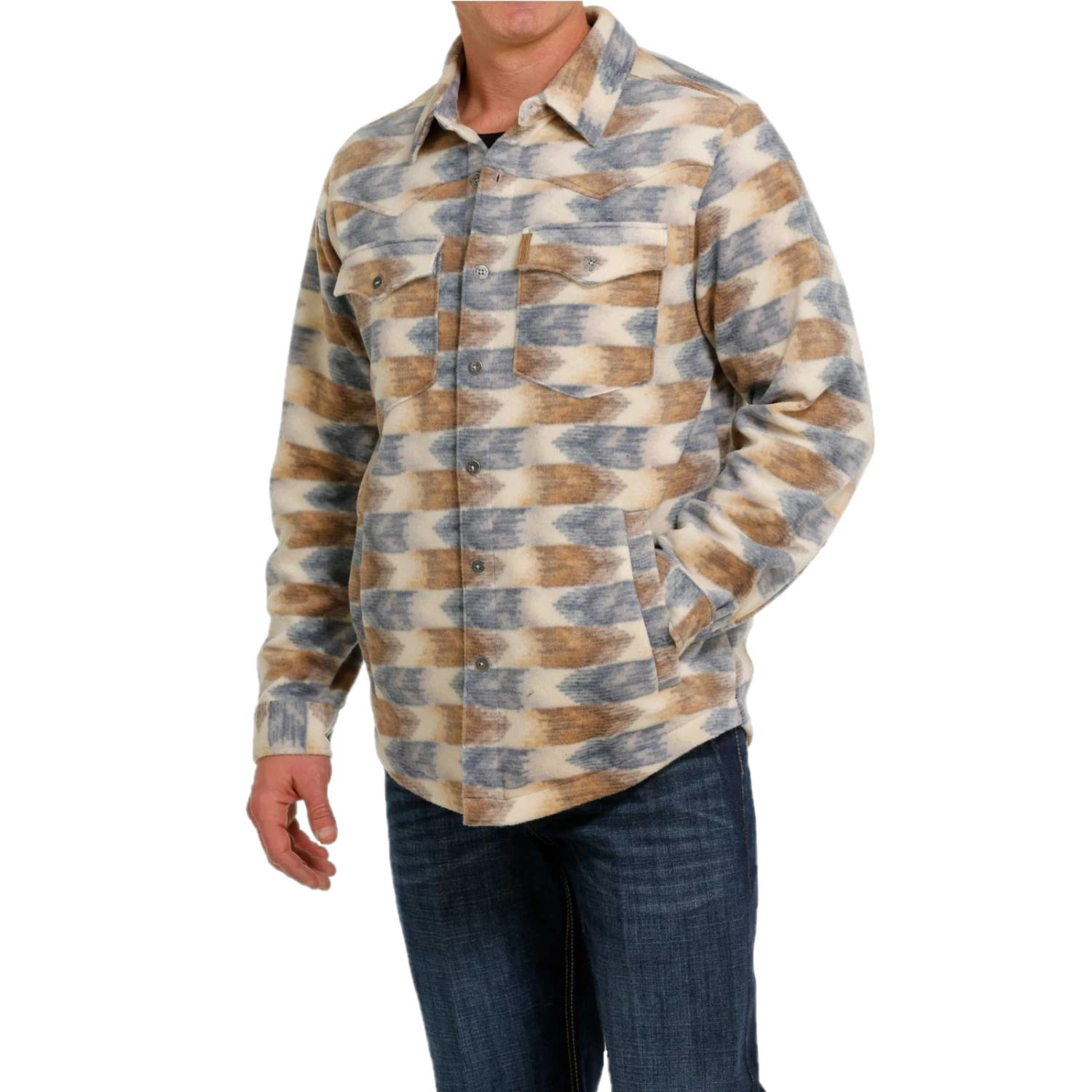 Cinch® Men's Aztec Print Cream Fleece Shirt Jacket MWJ1580002 2 Cinch® Men's Aztec Print Cream Fleece Shirt Jacket MWJ1580002 - Image 2