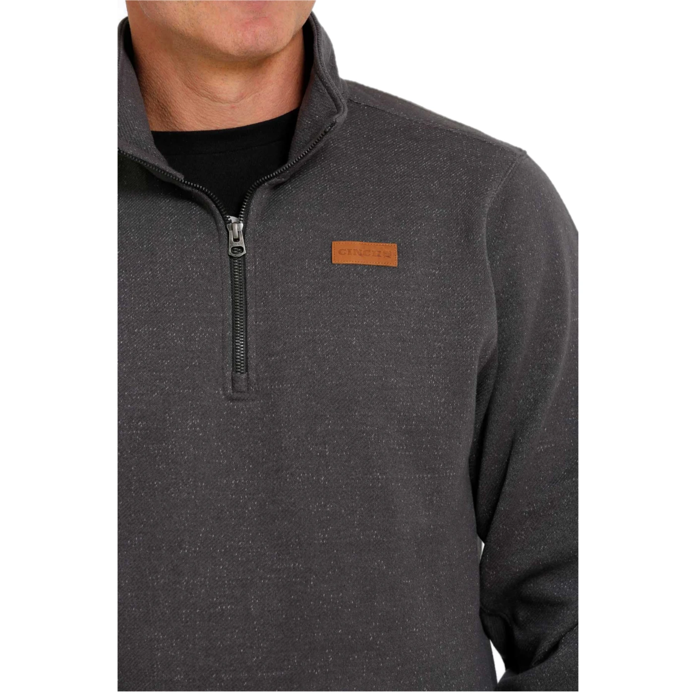 Cinch® Men's 1/4 Zip Solid Charcoal Pullover MWK1080009 3 Cinch® Men's 1/4 Zip Solid Charcoal Pullover MWK1080009 - Image 3